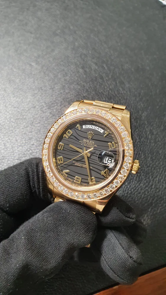 Rolex Day-Date II President II 218238 41mm Black Custom Diamond Bezel